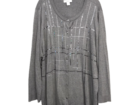 Sweater Cardigan By Cj Banks In Grey, Size: 3x Online Hot Sale