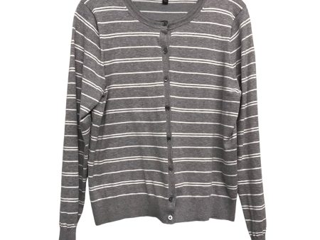 Sweater Cardigan By Banana Republic In Grey & White, Size:L Discount