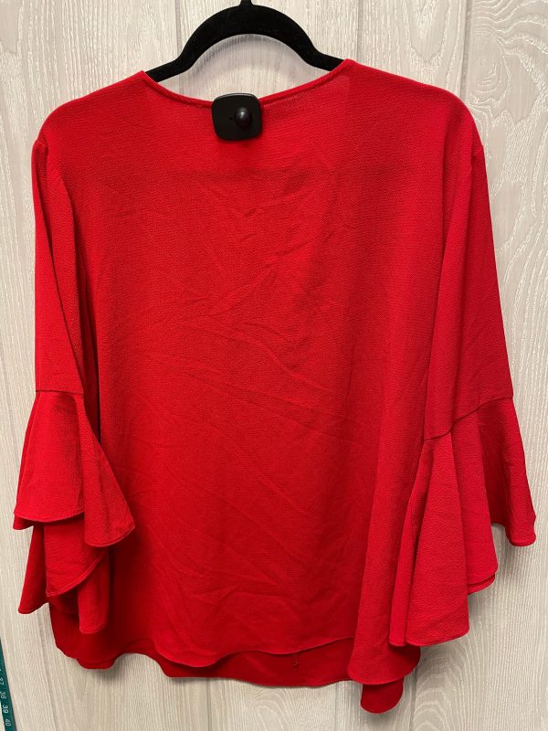 Blouse 3 4 Sleeve By Cato In Red, Size: 1x Sale