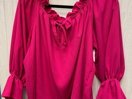 Blouse Long Sleeve By Shein In Pink, Size: Xl For Discount