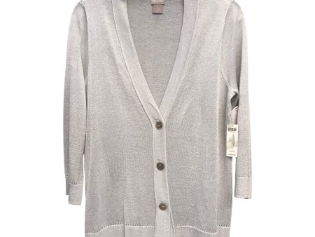 Sweater Cardigan By Chicos In Silver, Size:M Sale