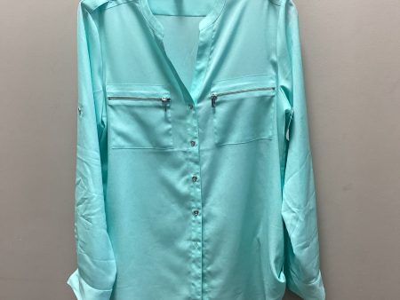 Blouse Long Sleeve By Calvin Klein In Blue, Size: M on Sale