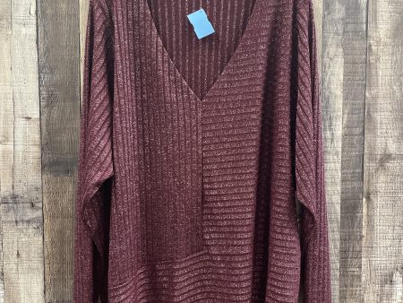 Blouse Long Sleeve By Calvin Klein In Maroon, Size: 3x For Sale