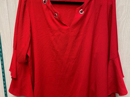 Blouse 3 4 Sleeve By Cato In Red, Size: 1x Sale