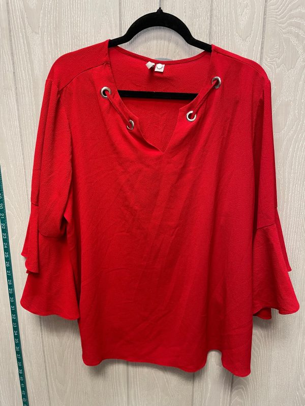 Blouse 3 4 Sleeve By Cato In Red, Size: 1x Sale