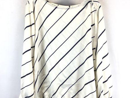 Blouse Long Sleeve By Loft In Blue & White, Size: Xxl Hot on Sale