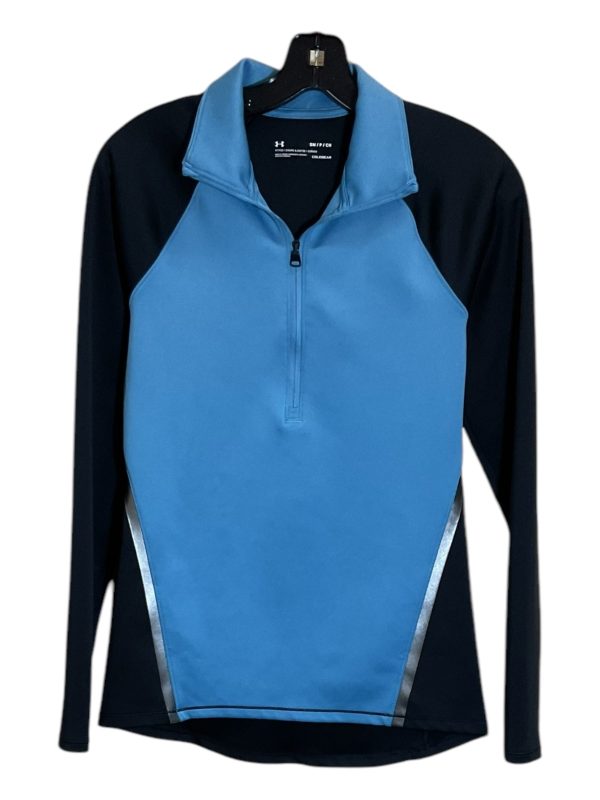 Athletic Top Long Sleeve Collar By Under Armour In Black & Blue, Size: S For Discount