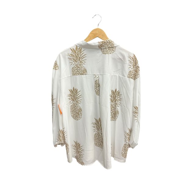 Blouse 3 4 Sleeve By Clothes Mentor In Gold & White, Size: Xl Discount